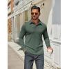 COOFANDY Mens Long Sleeve Polo Shirts Classic Casual Button Polo Tee Lightweight Collared Golf Shirt(Dark Army Green)