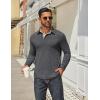 COOFANDY Mens Long Sleeve Polo Shirts Classic Casual Button Polo Tee Lightweight Collared Golf Shirt(Dark Grey)