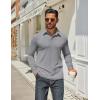 COOFANDY Mens Long Sleeve Polo Shirts Classic Casual Button Polo Tee Lightweight Collared Golf Shirt(Grey)