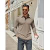 COOFANDY Mens Long Sleeve Polo Shirts Classic Casual Button Polo Tee Lightweight Collared Golf Shirt(Khaki)