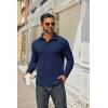 COOFANDY Mens Long Sleeve Polo Shirts Classic Casual Button Polo Tee Lightweight Collared Golf Shirt(Navy Blue)