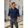 COOFANDY Mens Long Sleeve Polo Shirts Classic Casual Button Polo Tee Lightweight Collared Golf Shirt(Navy Blue)