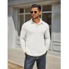 COOFANDY Mens Long Sleeve Polo Shirts Classic Casual Button Polo Tee Lightweight Collared Golf Shirt(White)