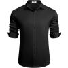 COOFANDY Men’s Long Sleeve Wrinkle Free Shirts Button Down Casual Stretch Dress Shirt(Black)