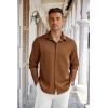COOFANDY Men’s Long Sleeve Wrinkle Free Shirts Button Down Casual Stretch Dress Shirt(Brown)