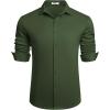 COOFANDY Men’s Long Sleeve Wrinkle Free Shirts Button Down Casual Stretch Dress Shirt(Dark Army Green)