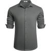 COOFANDY Men’s Long Sleeve Wrinkle Free Shirts Button Down Casual Stretch Dress Shirt(Dark Gray)