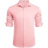 COOFANDY Men’s Long Sleeve Wrinkle Free Shirts Button Down Casual Stretch Dress Shirt(Dark Pink)