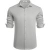 COOFANDY Men’s Long Sleeve Wrinkle Free Shirts Button Down Casual Stretch Dress Shirt(Light Gray)