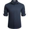 COOFANDY Men’s Long Sleeve Wrinkle Free Shirts Button Down Casual Stretch Dress Shirt(Navy Blue)