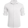 COOFANDY Men’s Long Sleeve Wrinkle Free Shirts Button Down Casual Stretch Dress Shirt(White)