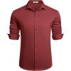 COOFANDY Men’s Long Sleeve Wrinkle Free Shirts Button Down Casual Stretch Dress Shirt(Wine Red)