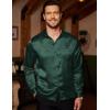 COOFANDY Mens Luxury Satin Dress Shirt Shiny Silk Long Sleeve Button Up Shirts Wedding Shirt Party Prom(Army Green)