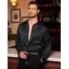 COOFANDY Mens Luxury Satin Dress Shirt Shiny Silk Long Sleeve Button Up Shirts Wedding Shirt Party Prom(Black)