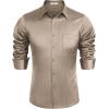 COOFANDY Mens Luxury Satin Dress Shirt Shiny Silk Long Sleeve Button Up Shirts Wedding Shirt Party Prom(Champagne)