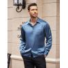 COOFANDY Mens Luxury Satin Dress Shirt Shiny Silk Long Sleeve Button Up Shirts Wedding Shirt Party Prom(Dark Blue Gray)