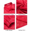 COOFANDY Mens Luxury Satin Dress Shirt Shiny Silk Long Sleeve Button Up Shirts Wedding Shirt Party Prom(Foral – Red)