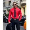 COOFANDY Mens Luxury Satin Dress Shirt Shiny Silk Long Sleeve Button Up Shirts Wedding Shirt Party Prom(Foral – Red)