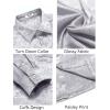 COOFANDY Mens Luxury Satin Dress Shirt Shiny Silk Long Sleeve Button Up Shirts Wedding Shirt Party Prom(Foral – Silver)