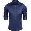 COOFANDY Mens Luxury Satin Dress Shirt Shiny Silk Long Sleeve Button Up Shirts Wedding Shirt Party Prom(Navy Blue)