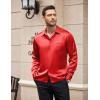 COOFANDY Mens Luxury Satin Dress Shirt Shiny Silk Long Sleeve Button Up Shirts Wedding Shirt Party Prom(Red)