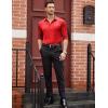 COOFANDY Mens Luxury Satin Dress Shirt Shiny Silk Long Sleeve Button Up Shirts Wedding Shirt Party Prom(Red)
