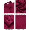 COOFANDY Mens Luxury Satin Dress Shirt Shiny Silk Long Sleeve Button Up Shirts Wedding Shirt Party Prom(Wine Red)