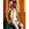 COOFANDY Men’s Metallic Jacket 70s Disco Dance Party Costume Shiny Varsity Zipper Baseball Bomber Jacket(01-gold)