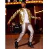 COOFANDY Men’s Metallic Jacket 70s Disco Dance Party Costume Shiny Varsity Zipper Baseball Bomber Jacket(01-gold)