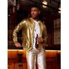 COOFANDY Men’s Metallic Jacket 70s Disco Dance Party Costume Shiny Varsity Zipper Baseball Bomber Jacket(01-gold)
