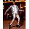 COOFANDY Men’s Metallic Jacket 70s Disco Dance Party Costume Shiny Varsity Zipper Baseball Bomber Jacket(02-silver)