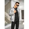 COOFANDY Men’s Metallic Jacket 70s Disco Dance Party Costume Shiny Varsity Zipper Baseball Bomber Jacket(02-silver)