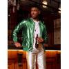 COOFANDY Men’s Metallic Jacket 70s Disco Dance Party Costume Shiny Varsity Zipper Baseball Bomber Jacket(Green)