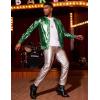 COOFANDY Men’s Metallic Jacket 70s Disco Dance Party Costume Shiny Varsity Zipper Baseball Bomber Jacket(Green)