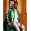 COOFANDY Men’s Metallic Jacket 70s Disco Dance Party Costume Shiny Varsity Zipper Baseball Bomber Jacket(Green)
