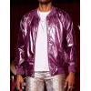COOFANDY Men’s Metallic Jacket 70s Disco Dance Party Costume Shiny Varsity Zipper Baseball Bomber Jacket(Luxurious Purple)