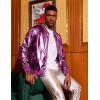 COOFANDY Men’s Metallic Jacket 70s Disco Dance Party Costume Shiny Varsity Zipper Baseball Bomber Jacket(Luxurious Purple)