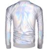 COOFANDY Men’s Metallic Jacket 70s Disco Dance Party Costume Shiny Varsity Zipper Baseball Bomber Jacket(Multicolored)