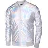 COOFANDY Men’s Metallic Jacket 70s Disco Dance Party Costume Shiny Varsity Zipper Baseball Bomber Jacket(Multicolored)