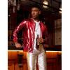 COOFANDY Men’s Metallic Jacket 70s Disco Dance Party Costume Shiny Varsity Zipper Baseball Bomber Jacket(Red)