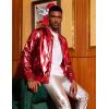 COOFANDY Men’s Metallic Jacket 70s Disco Dance Party Costume Shiny Varsity Zipper Baseball Bomber Jacket(Red)