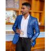 COOFANDY Mens Metallic Jacket Regular Fit Blazer Casual 70s Disco Party Sport Coat(Blue)