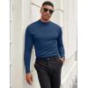 COOFANDY Men’s Mock Turtleneck Long Sleeve Shirts Slim Fit Basic T-Shirt Lightweight Ribbed Pullover Sweater(2 Pack-dark Grey & Navy Blue)