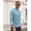 COOFANDY Men’s Mock Turtleneck Long Sleeve Shirts Slim Fit Basic T-Shirt Lightweight Ribbed Pullover Sweater(Greenish Blue)