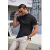 COOFANDY Mens Mock Turtleneck Sweater Short Sleeve Casual Dress Sweater Slim Fit Pullover Basic Knit Tee(All Black)