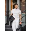 COOFANDY Mens Mock Turtleneck Sweater Short Sleeve Casual Dress Sweater Slim Fit Pullover Basic Knit Tee(All White)