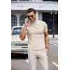 COOFANDY Mens Mock Turtleneck Sweater Short Sleeve Casual Dress Sweater Slim Fit Pullover Basic Knit Tee(Apricot)