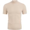 COOFANDY Mens Mock Turtleneck Sweater Short Sleeve Casual Dress Sweater Slim Fit Pullover Basic Knit Tee(Apricot)