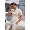 COOFANDY Mens Mock Turtleneck Sweater Short Sleeve Casual Dress Sweater Slim Fit Pullover Basic Knit Tee(Apricot)