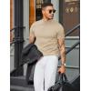 COOFANDY Mens Mock Turtleneck Sweater Short Sleeve Casual Dress Sweater Slim Fit Pullover Basic Knit Tee(Beige)